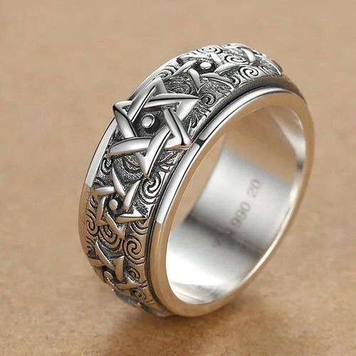 New Rotatable Silver Ring Mens Retro Creative Domineering S