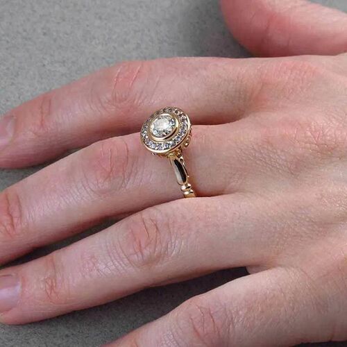 Luxury Ring Set White Round Zircon Ring Rhinestone Ring Anni