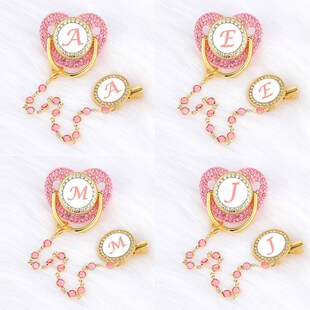 Pink Clip Newborn Per Pacifier Letters Baby Luxury Zircon