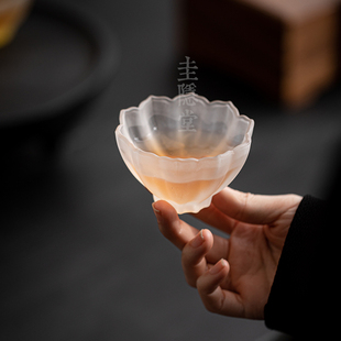 圭隐堂水晶玻璃茶杯主人杯创意莲花女个人单杯家用品茗杯闻香杯子