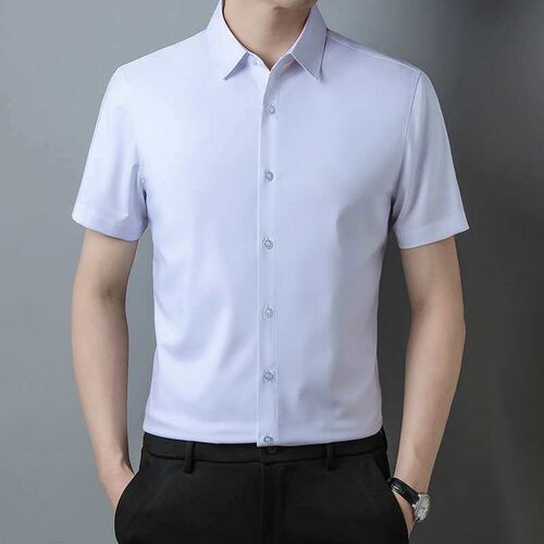 Summer Ice Silk Non-ironing Short-sleeved Shirt Mens Non-ma