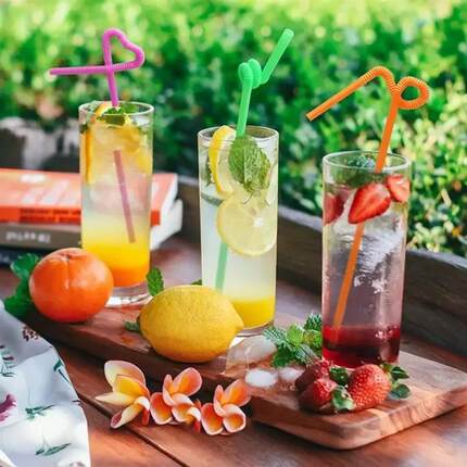 Disposable Drinking Straws Multicolor Plastic Pipes Cola Str