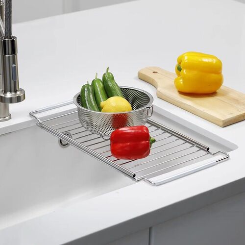 Stainless Steel Kitchen Telescopic Sink Storage Rack Drain R