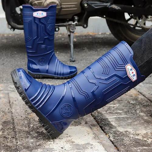 High-Tube Mens Rain Boots Waterproof Non-Slip Warm Fleece M