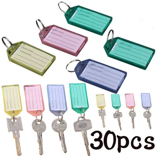 Colorful Plastic Key Tags Flap Transparent Keychain Split Ri
