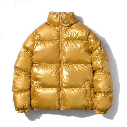 Winter new mens solid color bright cotton coat tend reflect