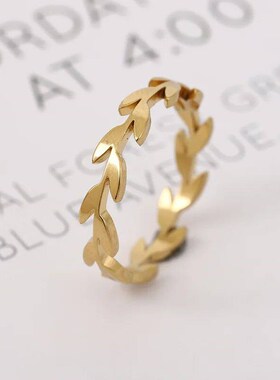 Stainless Steel Fashion Womens Open Enclose Leaf Rings Girl