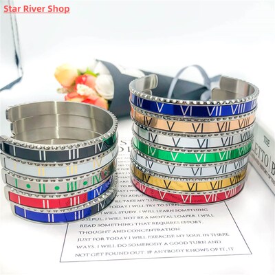 Classic Brand Enamel Bangles For Women Roman Numbers Bracele