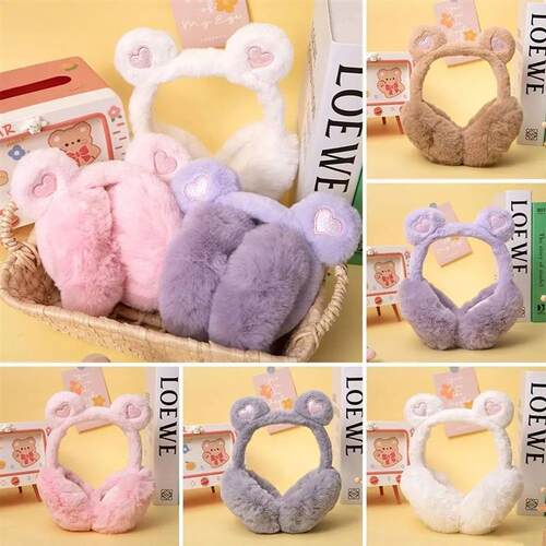 Cute Warm Plush Earmuffs Foldable Fluffy Earflaps Cosy Casua