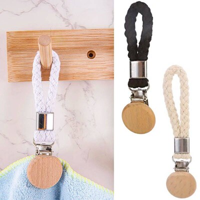 2pcs Towel Clips Multifunctional Wood Storage Hooks Loops Ha