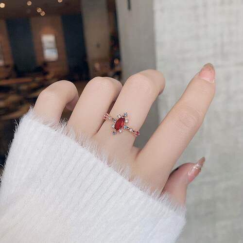 New cate Zircon Rings Micro-inlaid Crystal Elegant Flowers H