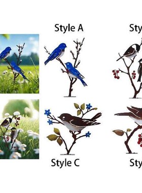 Metal Birds on Branch Centerpiece Elegant Bird Statue Metal