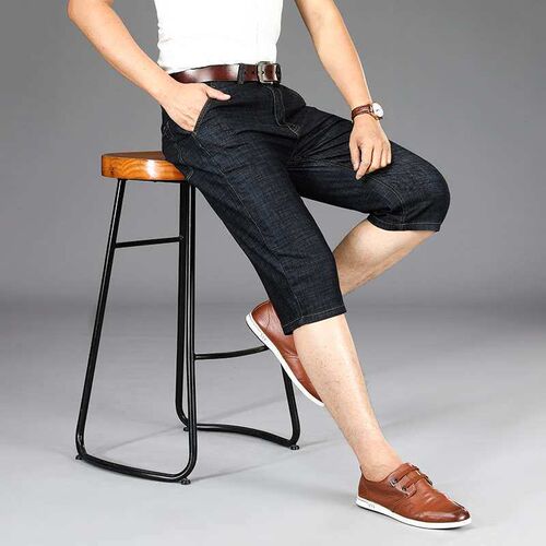 Denim Cropped Pants Mens Shorts Summer Thin Loose Straight