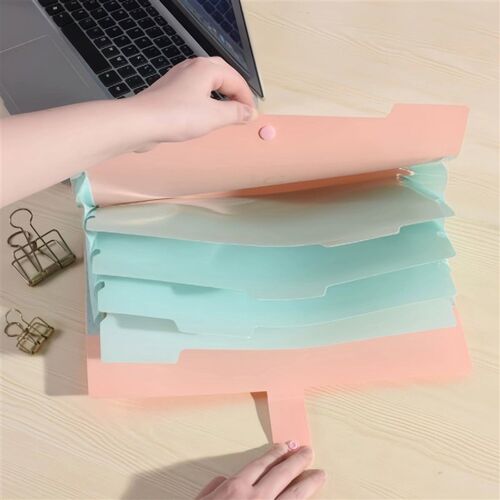 A4 Multi-Layer Folder File Bag Candy Color Five Grid Organ B