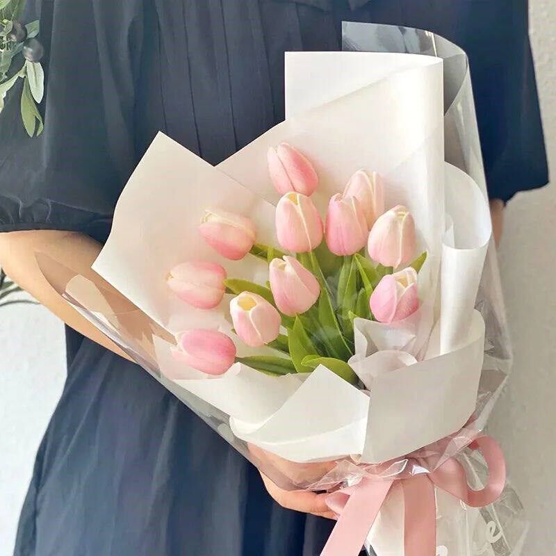 10PCS Tulips Flowers Artificial Tulip Bouquet PE Foam Fake F图片