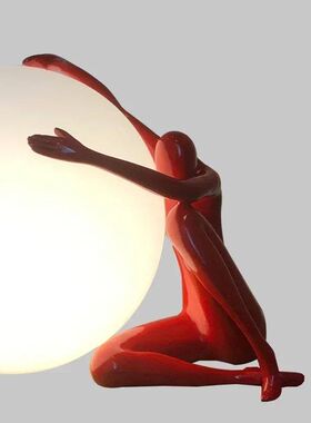 Creative Humanoid Sculpture Big Ball Led Table Lamp Desk Lig