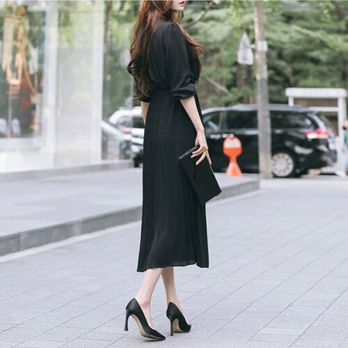HziriP 2021 New Autumn Dress Women OL Elegant Long Sleeve V-