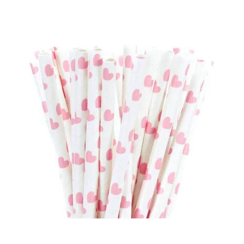 25pcs/lot Pink Paper Straws For Baby Shower Wedding Party Bi