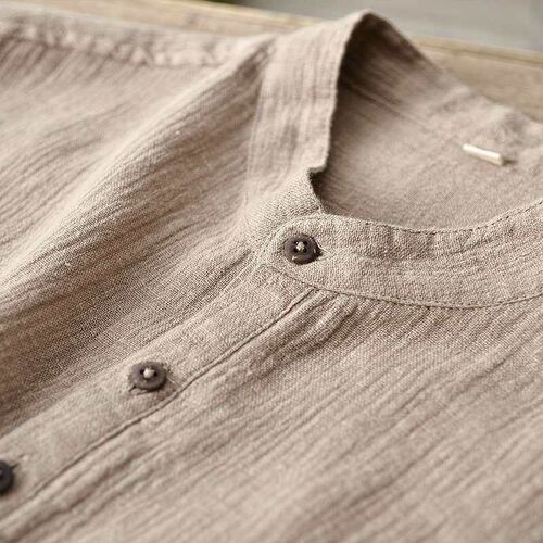 New Linen Mens Casual Linen Shirt Loose Breathable F002