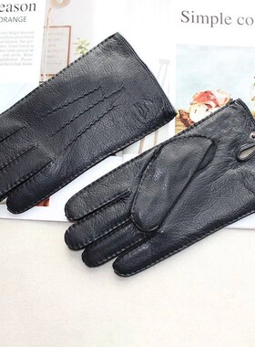 New hand-stitched touch screen leather mens deerskin gloves