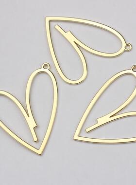 35mm 6pcs/lot Zinc Alloy Matte  Flat Hollow Heart Charms Pen