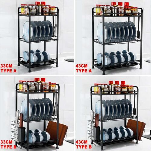 3 Tier 33cm/43cm Stainless Steel Kitchen Shelf Organizer Dis