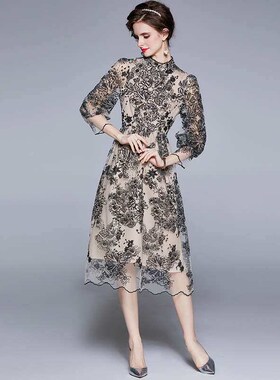 6727 Summer Womens Egant Gent an Sweet Tight Wai Embroiere