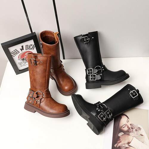 Childrens Martin Boots Korean Style Shoes Short Boots Brown