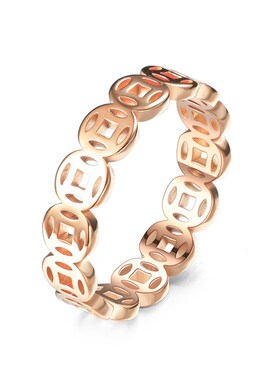 Output Fashion Hollow Cut Coin Ring 2025European and America