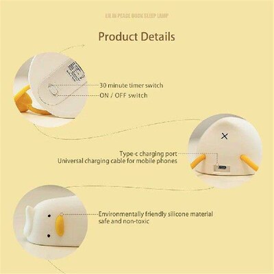 LED Cute Duck Night Light with Touch Sensor Soft Silicone