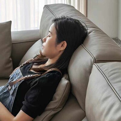 Tofu Block High Backrest Italian Minimalist Leather Sofa Top