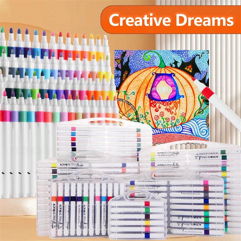 12-80 Colors Acrylic Markers Set,Portable Plastic Boxed,Rock图片
