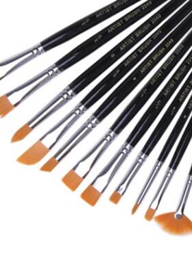 12 nylon hair paint brush set artist watercolor acrylic oil