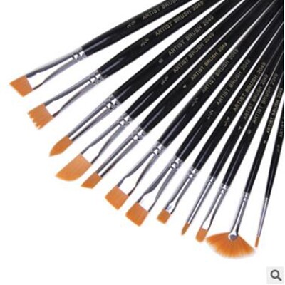 12 nylon hair paint brush set artist watercolor acrylic oil