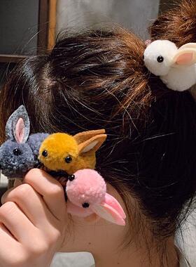 Korean Childrens Hair Clips Cute Rabbit Elastic Hair Rubber