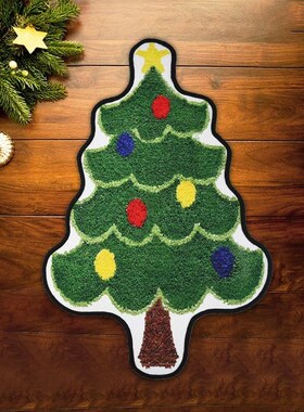 Christmas Tree Shape Floor Mat Anti Slip Entrance Door Bedro