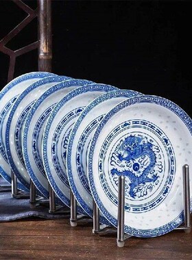 Chinese 8inch Blue And White Porcelain Dinner Plates