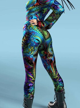 Pakaian Jumpsuit kurus wanita pesta liburan cetak multiwarna
