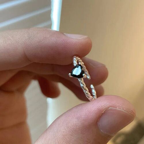 Simple Design Heart Zircon Open Rings For Women Silver Color