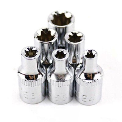 6pcs 1/4 Inch Torx Star Female Bit E Socket Set E4 E5 E6 E7