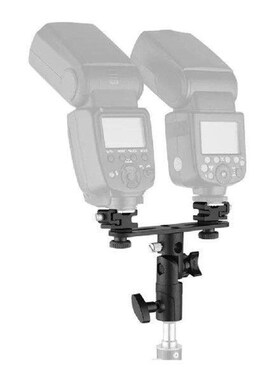 Dual Flash Bracket Hot Shoe Speedlight Stand Umbrella