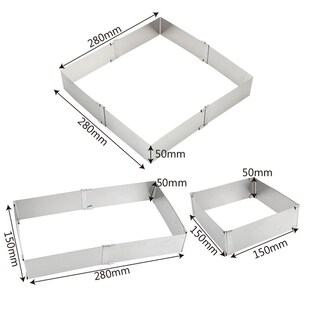 HOOMIN Stainless Steel Adjustable Mousse Ring Square Cake Mo
