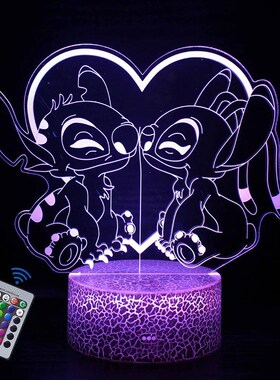 3D Night Light Stitch cartoon with Remote Control and Smart