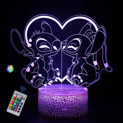 3D Night Light Stitch cartoon with Remote Control and Smart