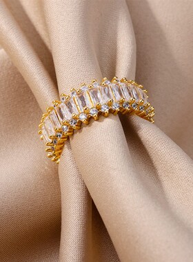 Fashion Gold Color Cubic Zircon Ring for Women Open