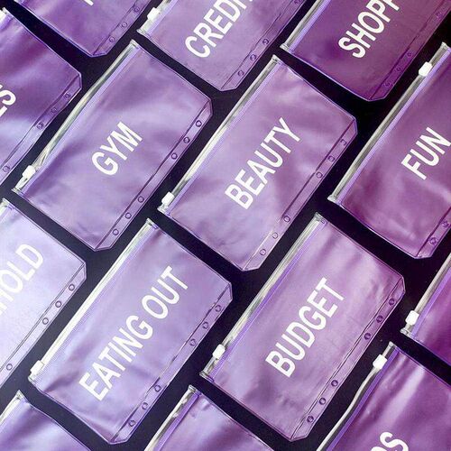 A6/A5 Purple Cash Planner Binder Pocket File Organizer Stora