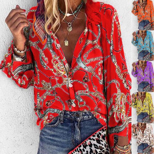 5XL Plus Size ops Autumn Spring Womens Blouses New Floral Pr