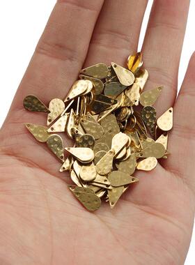 100pcs Wholesale Raw Brass Hammered Tiny Waterdrop Charms fo