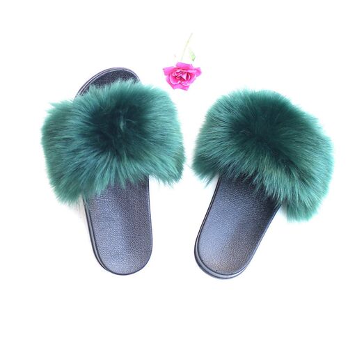 Fur Home Imitation Fox Fur Fur One-fleece Slippers Womens F