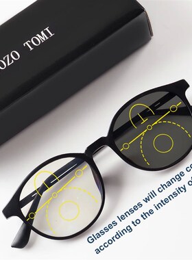 Progressive Multifocal Reading Glasses, Photochromic, Clear